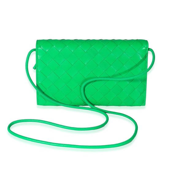 Bottega Veneta Parakeet Intrecciato Leather Wallet On Strap - Picture 3 of 8